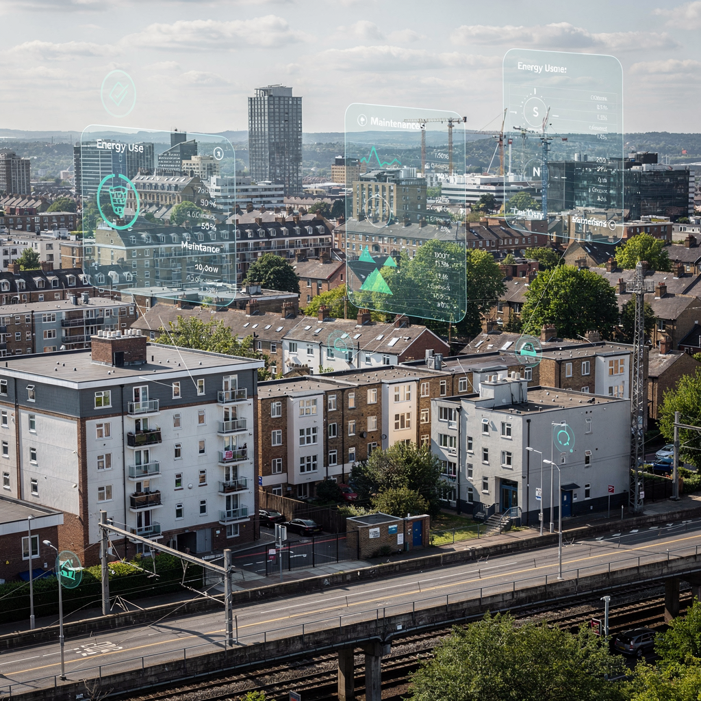 Bykvarter med dataoverlejringer til boligplanlægning